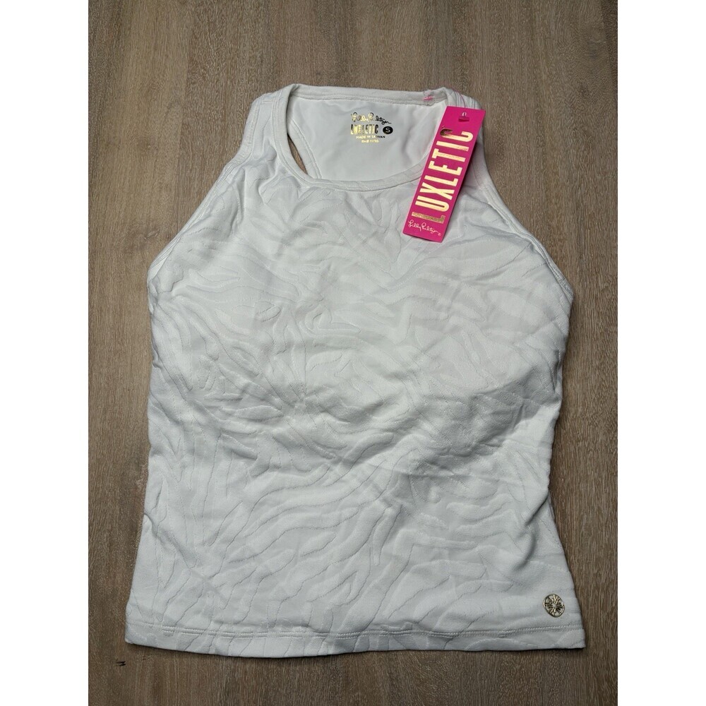 Lilly Pulitzer NWT Vanti Bra Tank Coconut White Can You Zee Me Jacquard Small